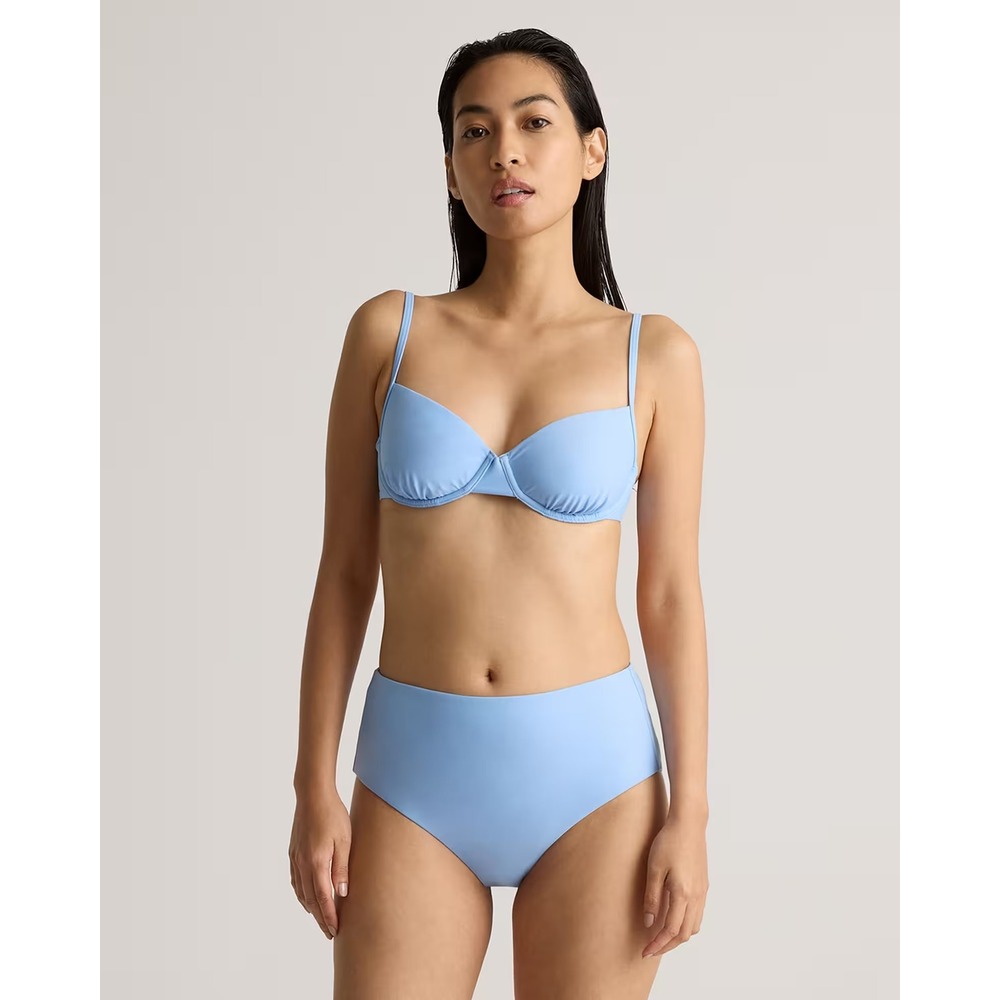 Quince Italian Demi Bikini Top Light Blue Underwire‎ Small